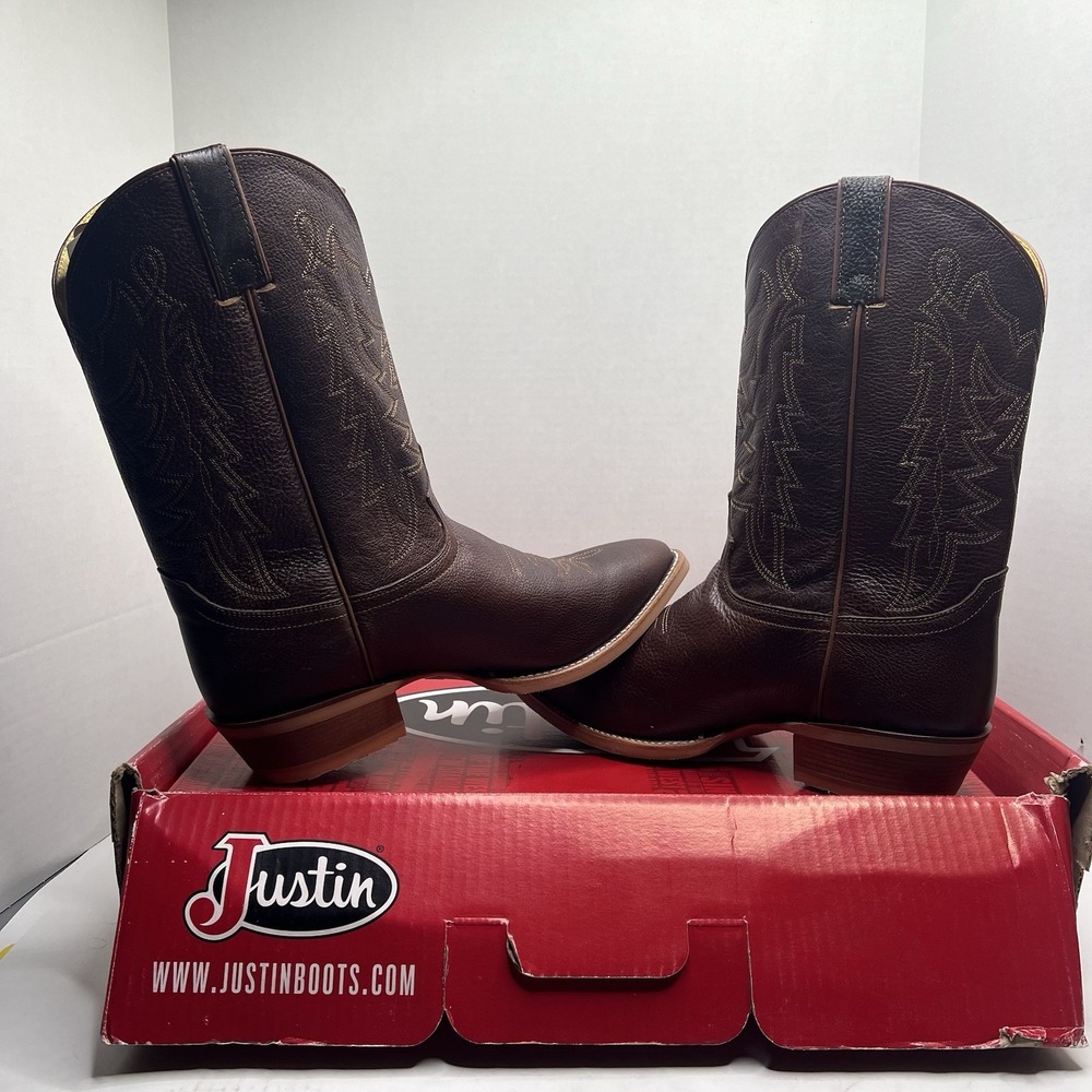 Justin Boots Mens Size 12 D Hayne Whiskey Cowhide Western Boots NIB CJ2000